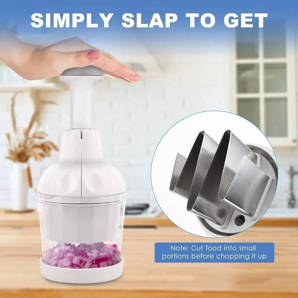 Pampered Chef Food Chopper 2585 Manual Processor Rotating Blades Cover Stainless